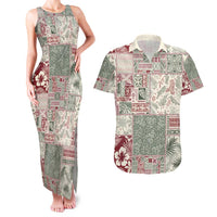 Aloha Hawaii Pastel Christmas Patchwork Couples Matching Tank Maxi Dress and Hawaiian Shirt Classic Style - Polynesian Pride