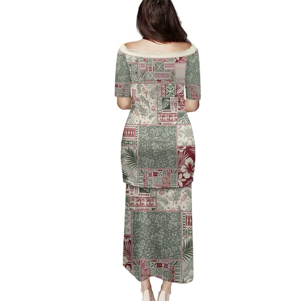 Aloha Hawaii Pastel Christmas Patchwork Family Matching Puletasi and Hawaiian Shirt Classic Style - Polynesian Pride