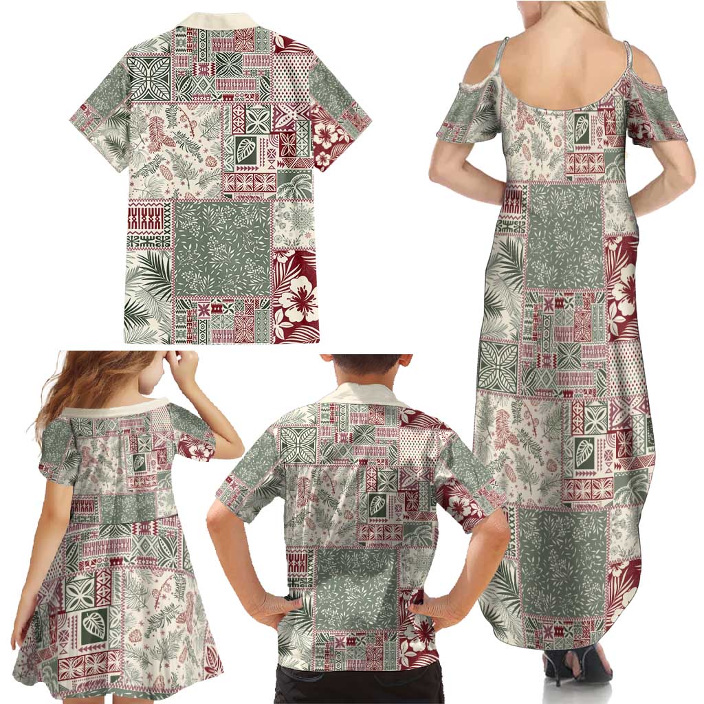 Aloha Hawaii Pastel Christmas Patchwork Family Matching Summer Maxi Dress and Hawaiian Shirt Classic Style - Polynesian Pride