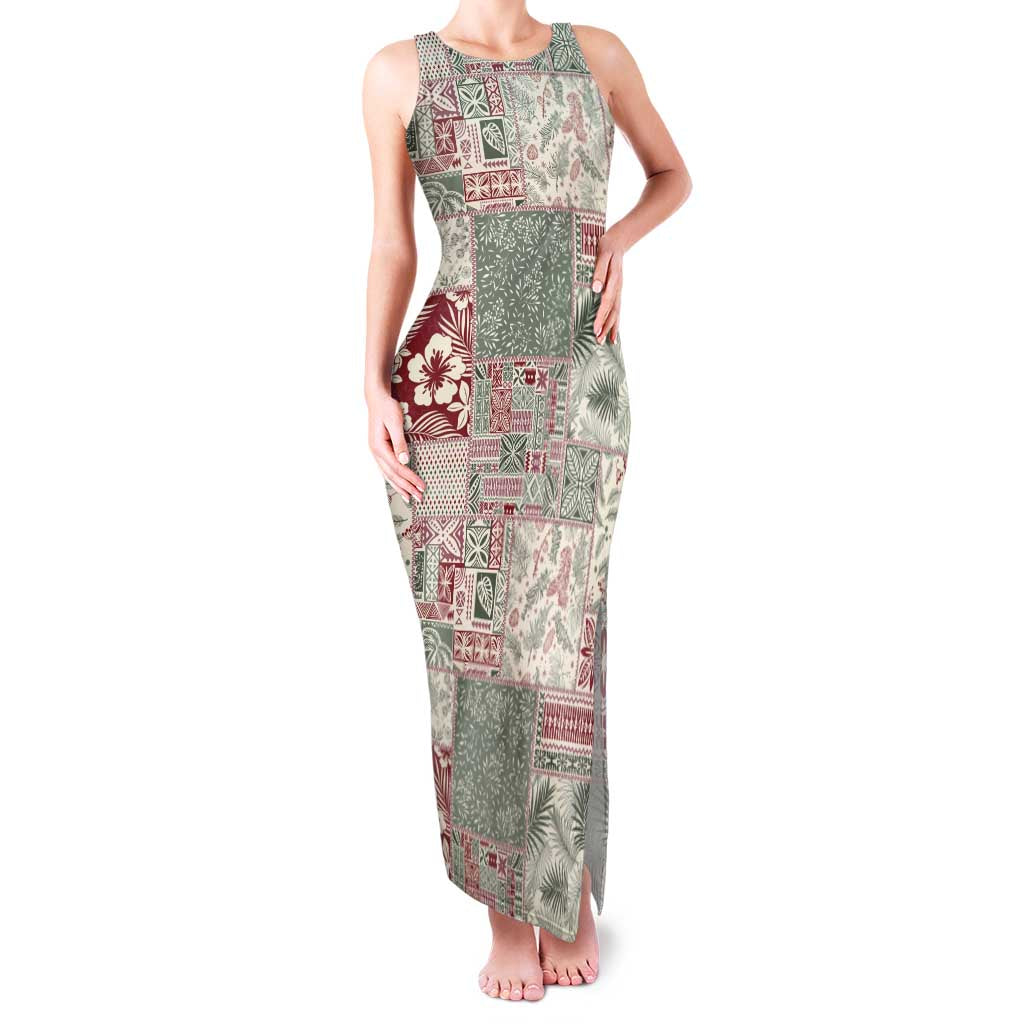 Aloha Hawaii Pastel Christmas Patchwork Family Matching Tank Maxi Dress and Hawaiian Shirt Classic Style - Polynesian Pride