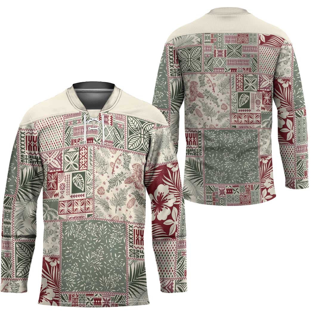 Aloha Hawaii Pastel Christmas Patchwork Hockey Jersey Classic Style - Polynesian Pride