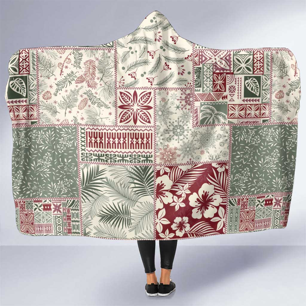 Aloha Hawaii Pastel Christmas Patchwork Hooded Blanket Classic Style - Polynesian Pride