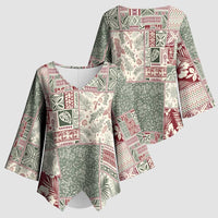 Aloha Hawaii Pastel Christmas Patchwork Kimono Sleeve Blouse Classic Style - Polynesian Pride