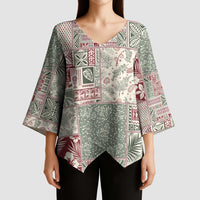 Aloha Hawaii Pastel Christmas Patchwork Kimono Sleeve Blouse Classic Style - Polynesian Pride