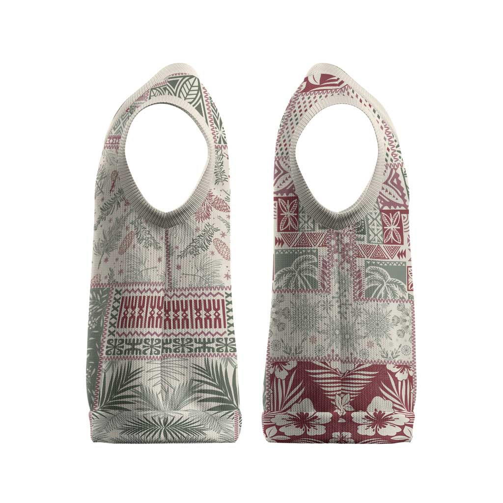 Aloha Hawaii Pastel Christmas Patchwork Christmas Knitted V-Neck Vest Classic Style - Polynesian Pride
