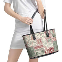 Aloha Hawaii Pastel Christmas Patchwork Leather Tote Bag Classic Style LT7 - Polynesian Pride