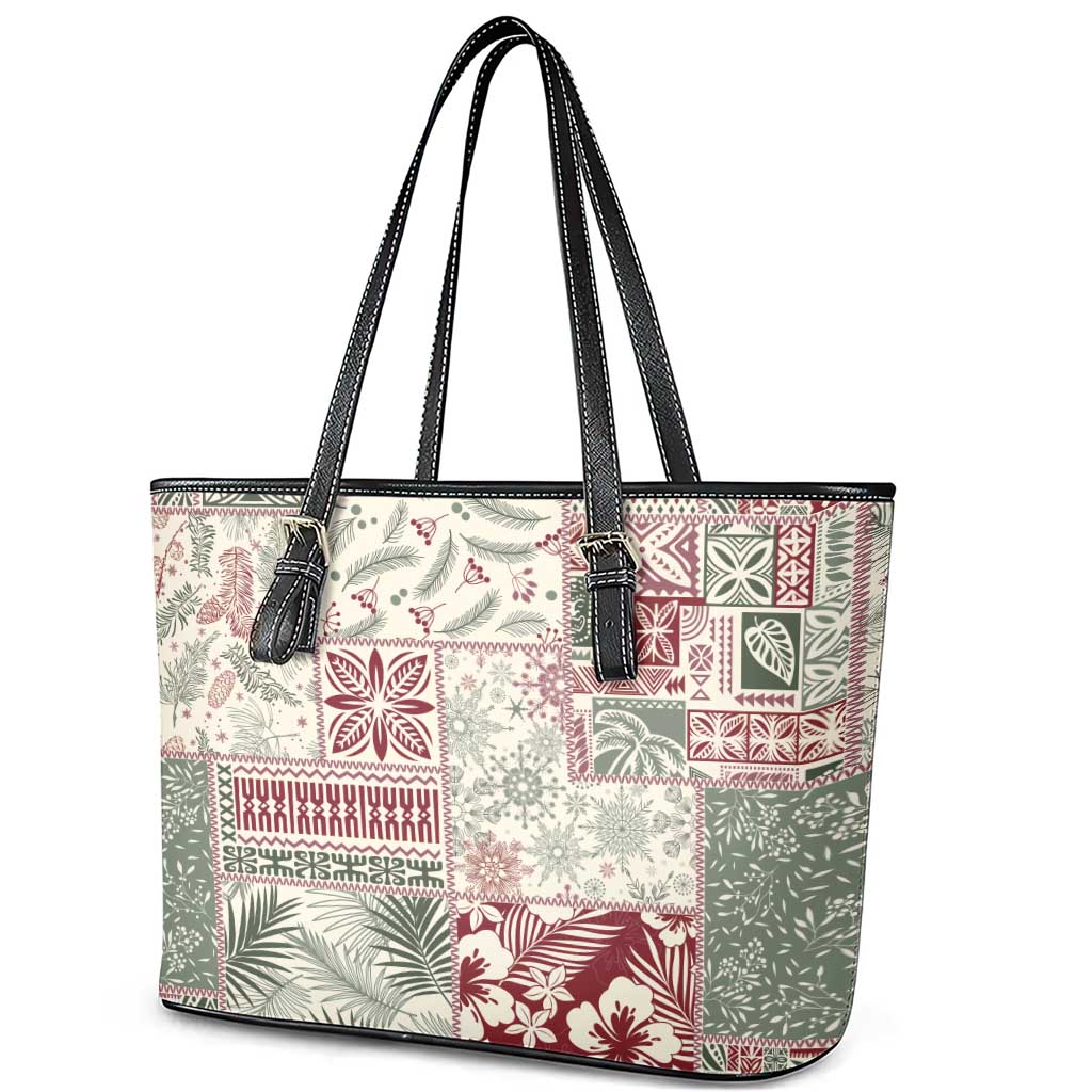 Aloha Hawaii Pastel Christmas Patchwork Leather Tote Bag Classic Style LT7 - Polynesian Pride