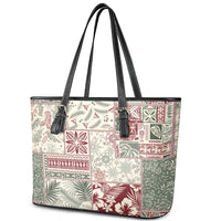 Aloha Hawaii Pastel Christmas Patchwork Leather Tote Bag Classic Style LT7 - Polynesian Pride