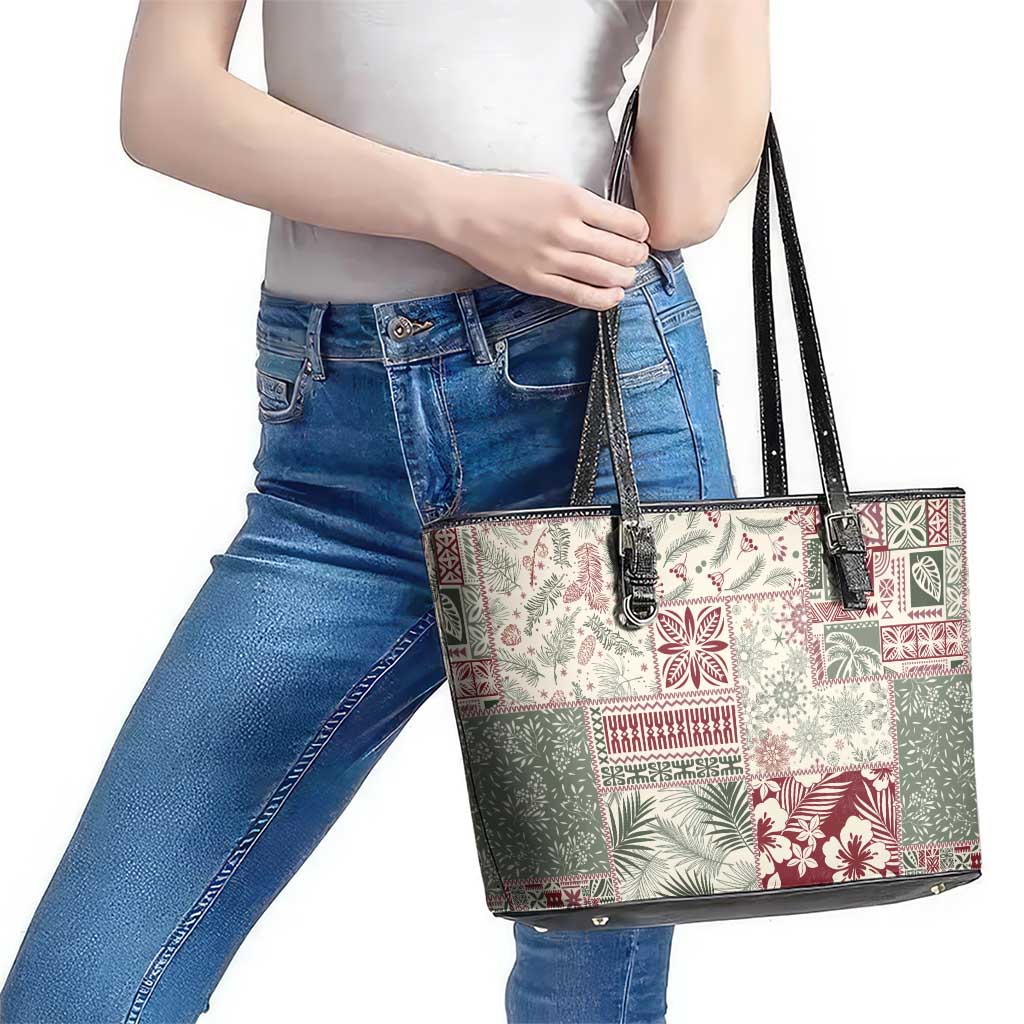 Aloha Hawaii Pastel Christmas Patchwork Leather Tote Bag Classic Style LT7 - Polynesian Pride