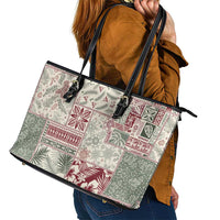 Aloha Hawaii Pastel Christmas Patchwork Leather Tote Bag Classic Style LT7 - Polynesian Pride