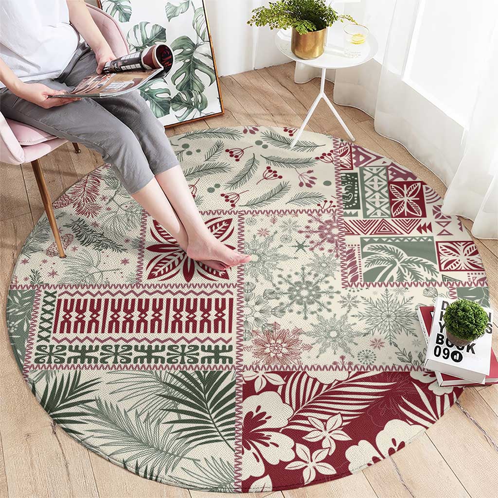 Aloha Hawaii Pastel Christmas Patchwork Round Carpet Classic Style LT7 - Polynesian Pride