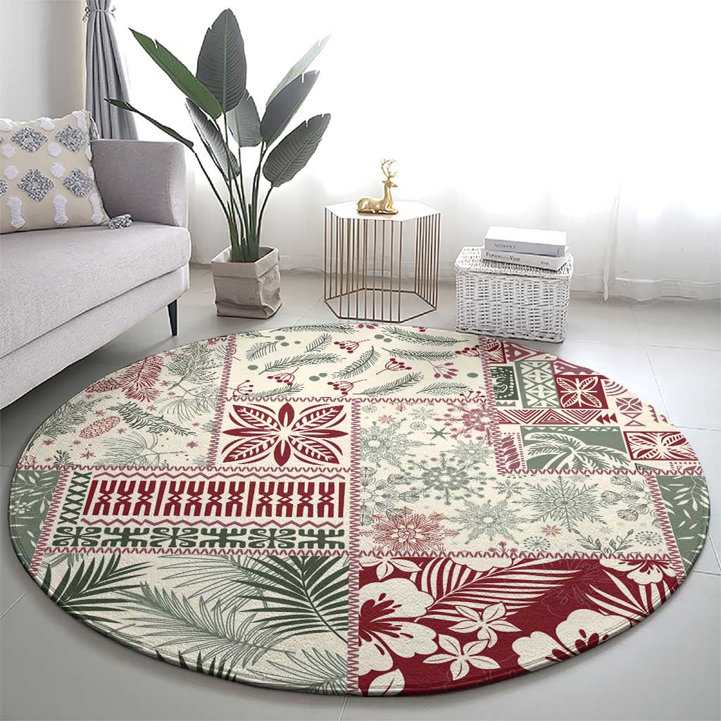 Aloha Hawaii Pastel Christmas Patchwork Round Carpet Classic Style LT7 - Polynesian Pride