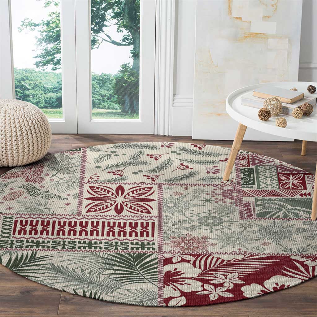 Aloha Hawaii Pastel Christmas Patchwork Round Carpet Classic Style LT7 - Polynesian Pride