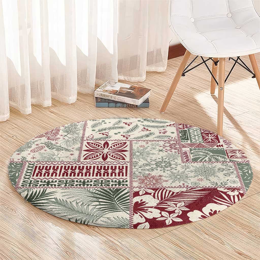 Aloha Hawaii Pastel Christmas Patchwork Round Carpet Classic Style LT7 - Polynesian Pride