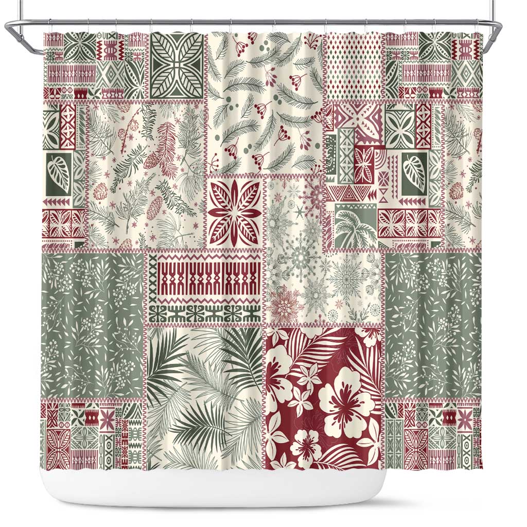 Aloha Hawaii Pastel Christmas Patchwork Shower Curtain Classic Style - Polynesian Pride