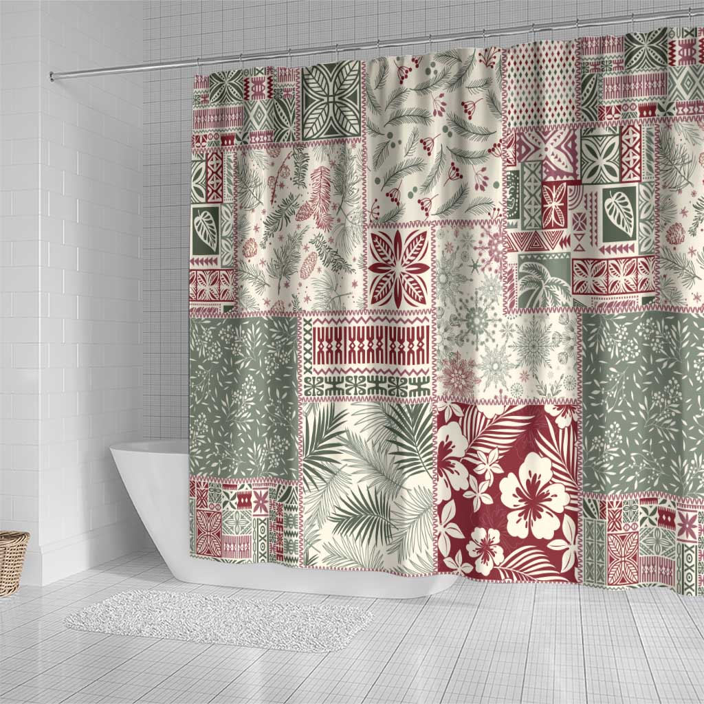 Aloha Hawaii Pastel Christmas Patchwork Shower Curtain Classic Style - Polynesian Pride