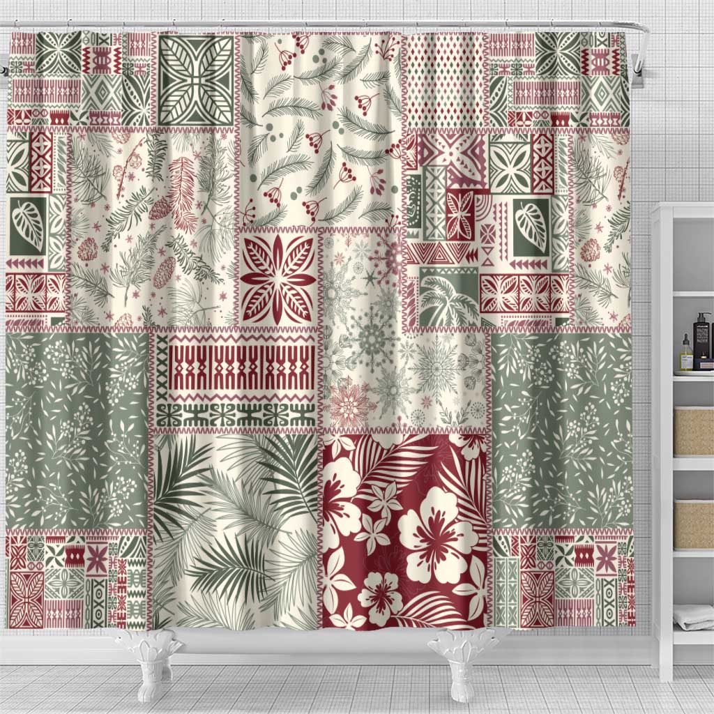 Aloha Hawaii Pastel Christmas Patchwork Shower Curtain Classic Style - Polynesian Pride