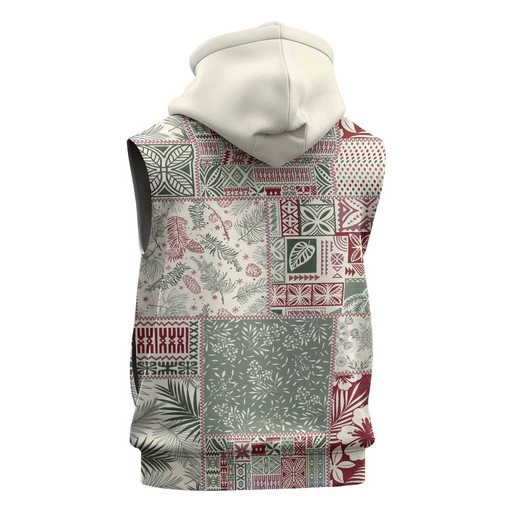 Aloha Hawaii Pastel Christmas Patchwork Sleeveless Zip Hoodie Classic Style - Polynesian Pride
