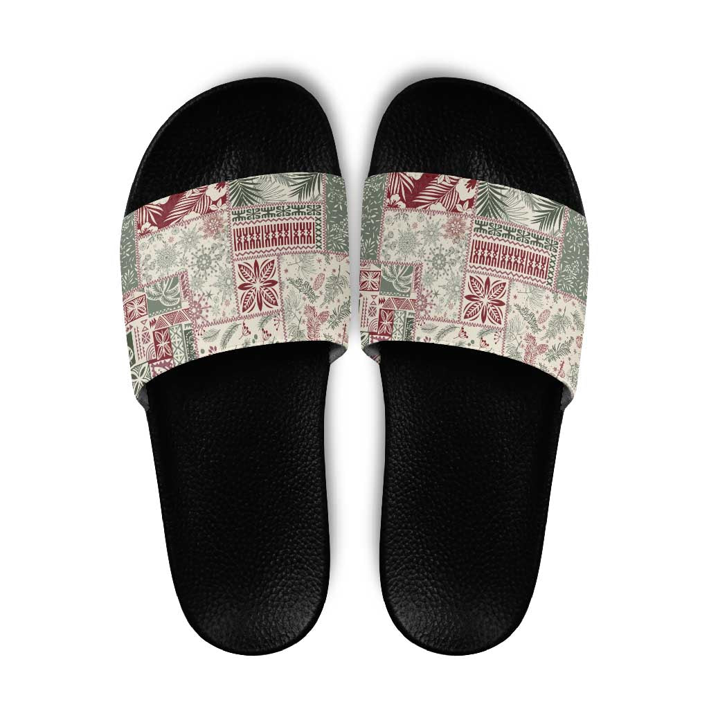 Aloha Hawaii Pastel Christmas Patchwork Slide Sandals Classic Style LT7 Pastel Green - Polynesian Pride