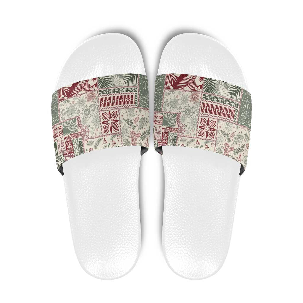 Aloha Hawaii Pastel Christmas Patchwork Slide Sandals Classic Style LT7 Pastel Green - Polynesian Pride