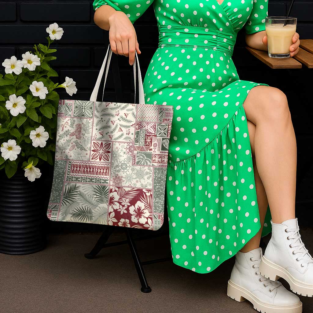 Aloha Hawaii Pastel Christmas Patchwork Tote Bag Classic Style - Polynesian Pride