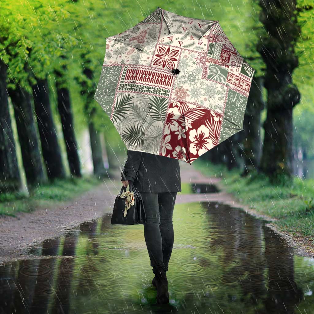 Aloha Hawaii Pastel Christmas Patchwork Umbrella Classic Style - Polynesian Pride