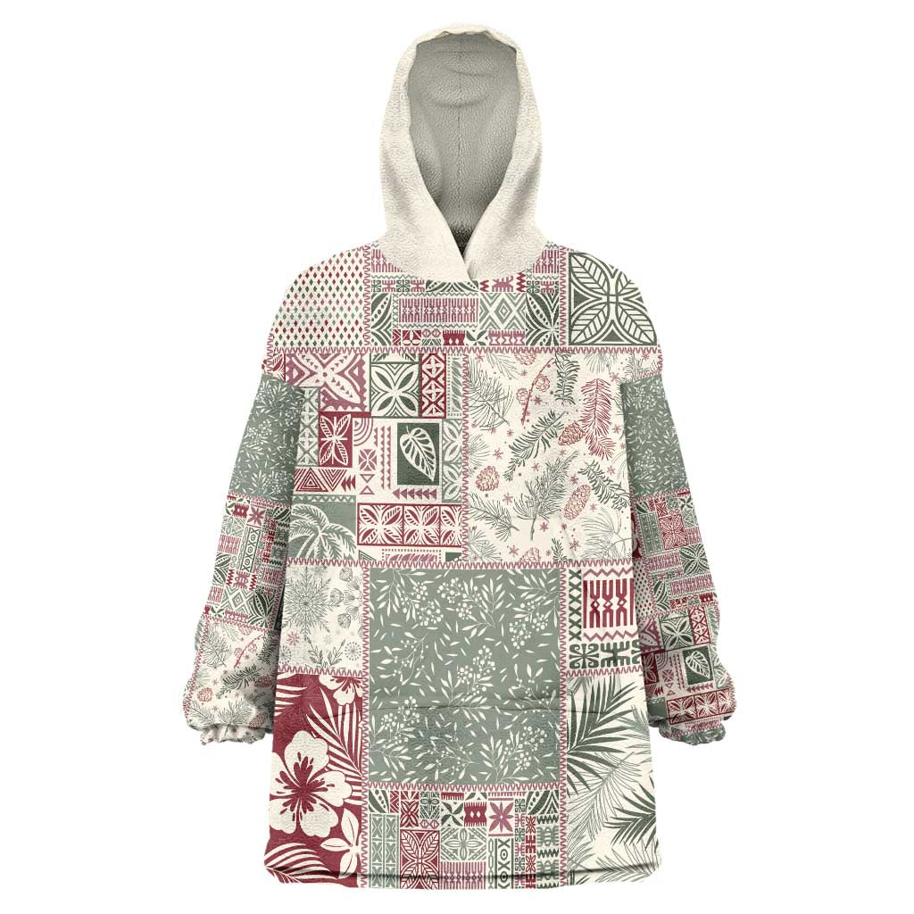 Aloha Hawaii Pastel Christmas Patchwork Wearable Blanket Hoodie Classic Style - Polynesian Pride