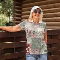 Aloha Hawaii Pastel Christmas Patchwork Women Polo Shirt Classic Style - Polynesian Pride