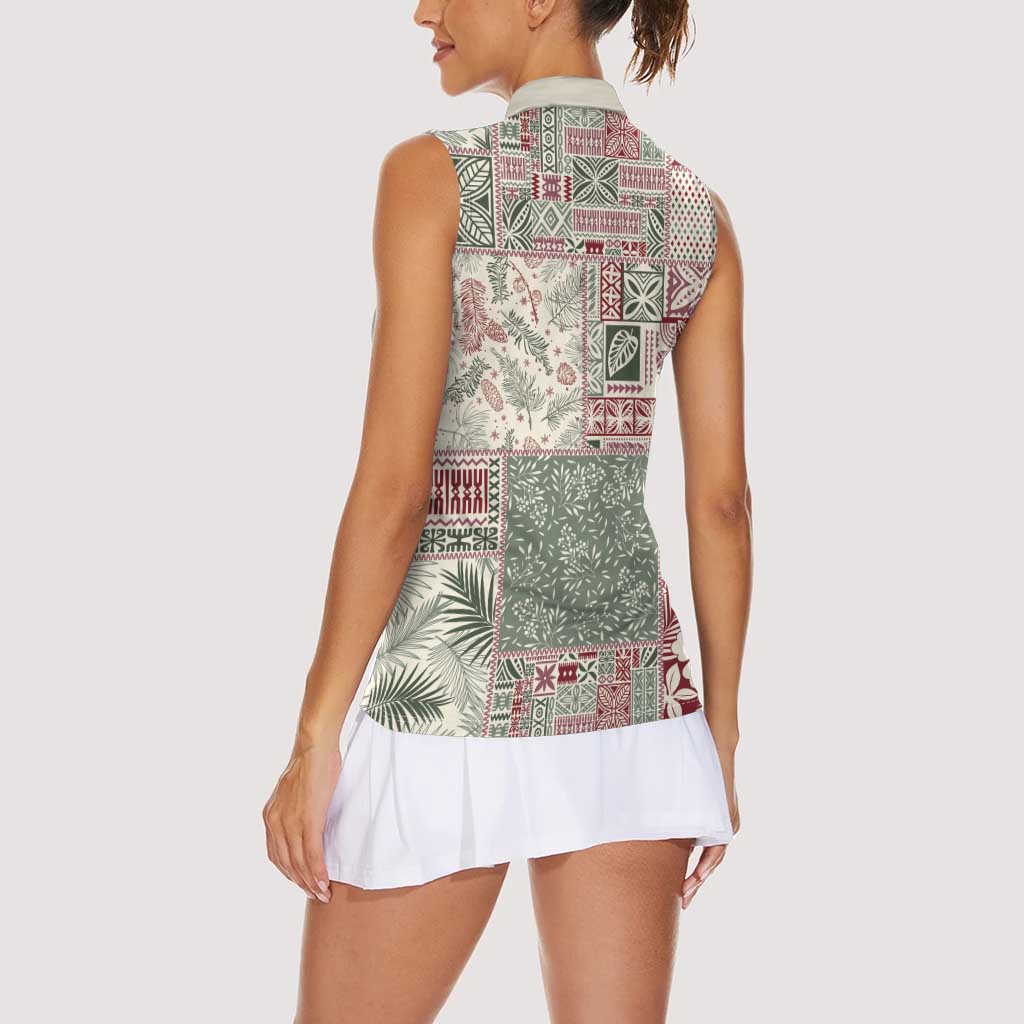 Aloha Hawaii Pastel Christmas Patchwork Women Sleeveless Polo Shirt Classic Style - Polynesian Pride