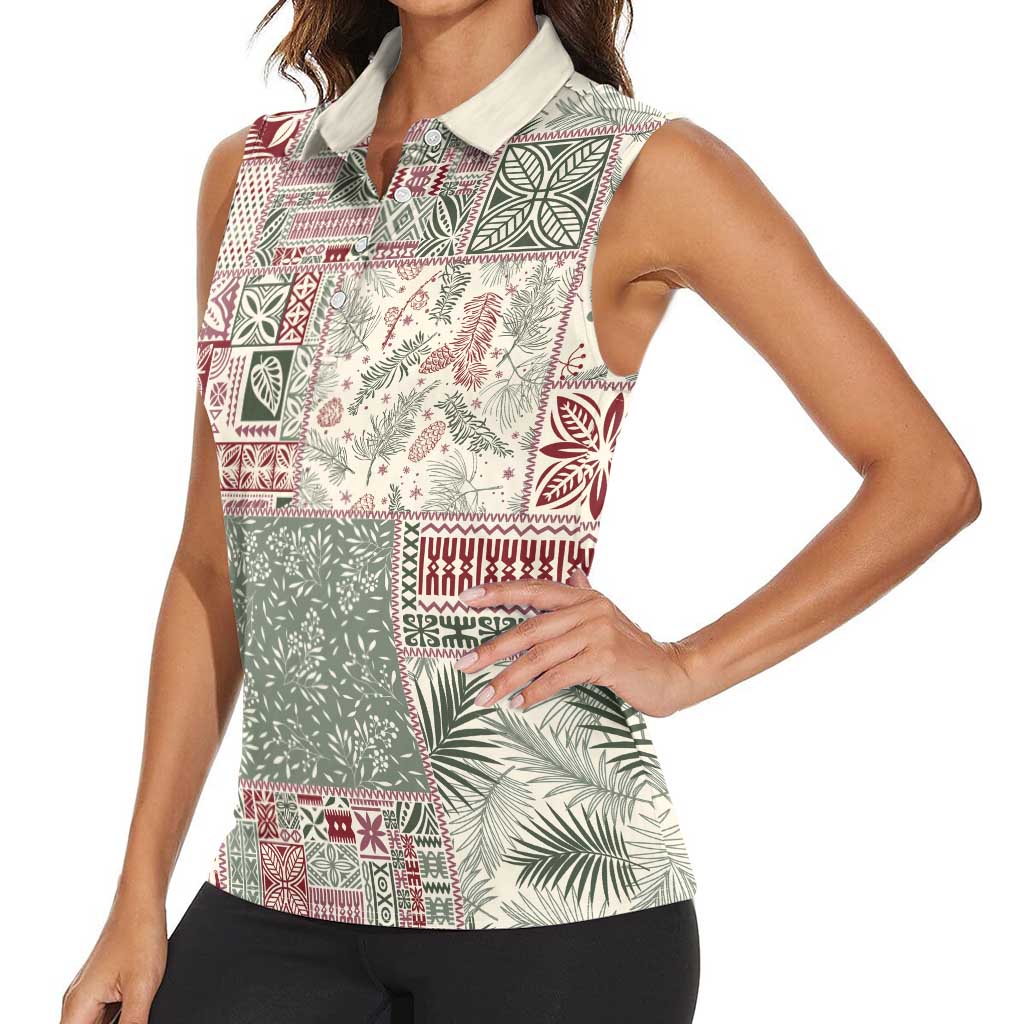 Aloha Hawaii Pastel Christmas Patchwork Women Sleeveless Polo Shirt Classic Style - Polynesian Pride