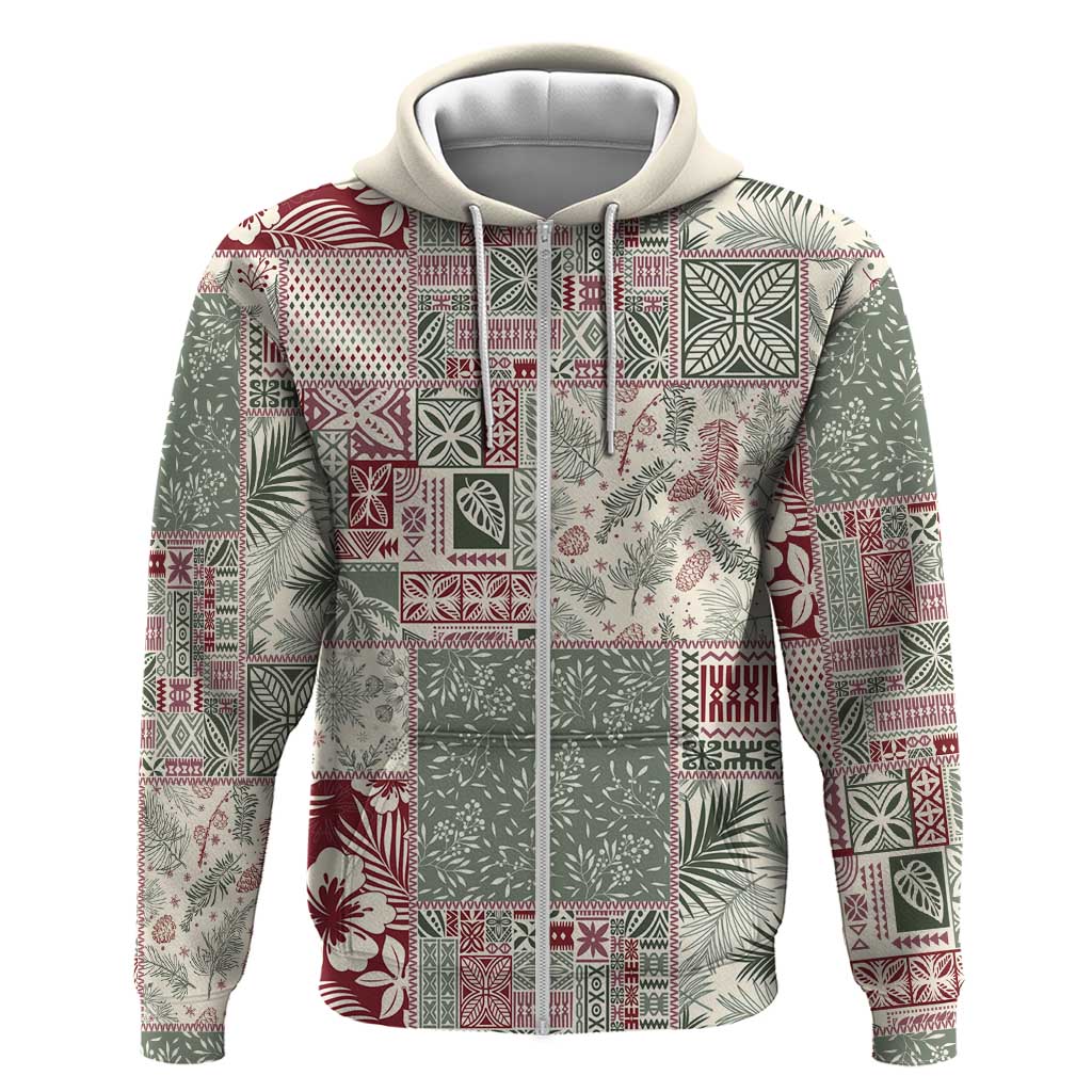 Aloha Hawaii Pastel Christmas Patchwork Zip Hoodie Classic Style - Polynesian Pride