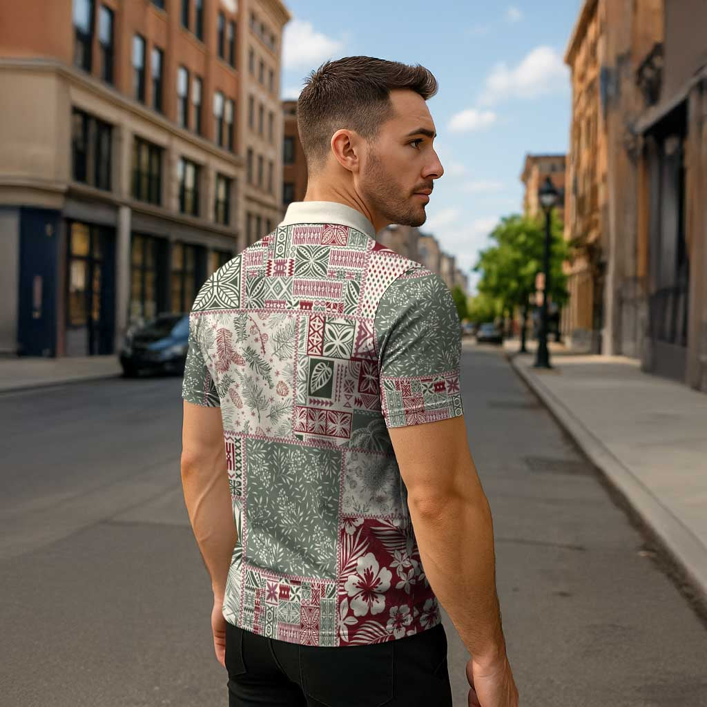 Aloha Hawaii Pastel Christmas Patchwork Zipper Polo Shirt Classic Style - Polynesian Pride