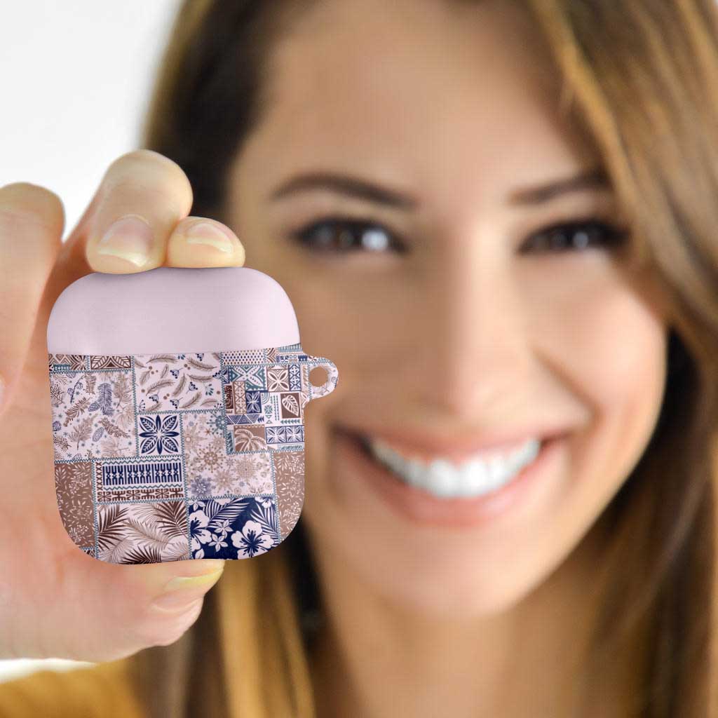 Aloha Hawaii Pastel Christmas Patchwork AirPods Case Rustic Style - Polynesian Pride