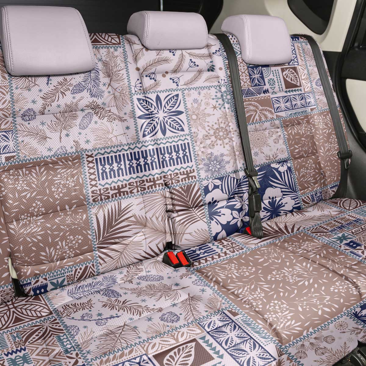 Aloha Hawaii Pastel Christmas Patchwork Back Car Seat Cover Rustic Style LT7 - Polynesian Pride