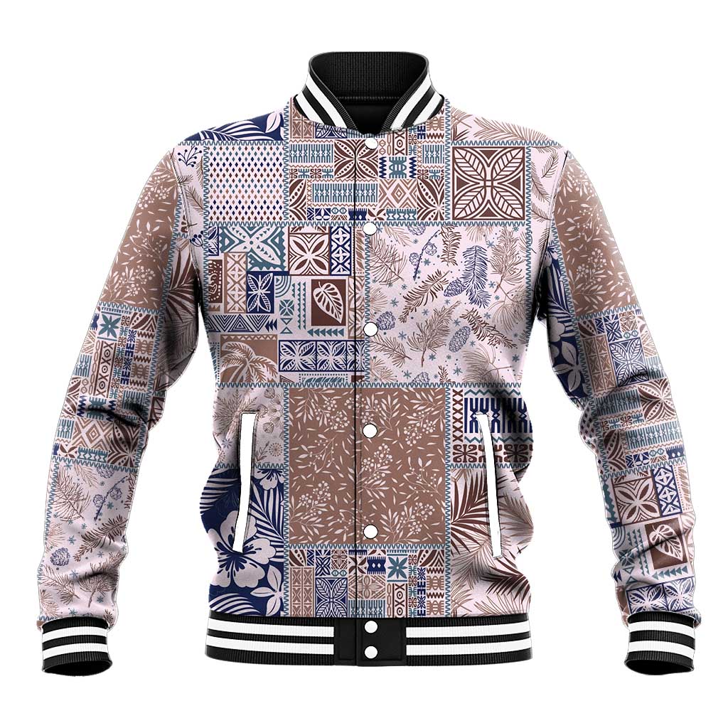 Aloha Hawaii Pastel Christmas Patchwork Baseball Jacket Rustic Style - Polynesian Pride