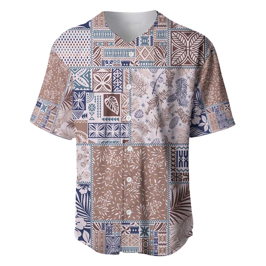 Aloha Hawaii Pastel Christmas Patchwork Baseball Jersey Rustic Style - Polynesian Pride