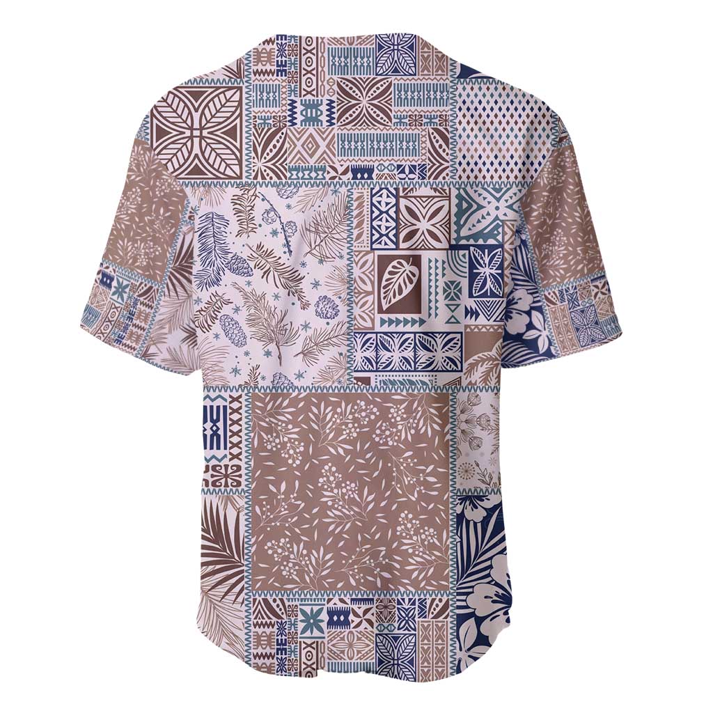 Aloha Hawaii Pastel Christmas Patchwork Baseball Jersey Rustic Style - Polynesian Pride