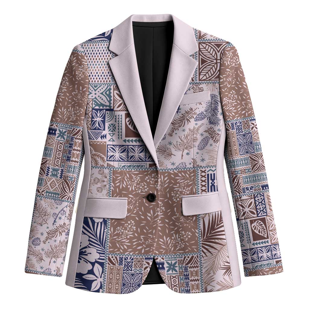 Aloha Hawaii Pastel Christmas Patchwork Blazer Rustic Style LT7 Unisex Beige - Polynesian Pride