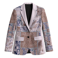 Aloha Hawaii Pastel Christmas Patchwork Blazer Rustic Style LT7 Unisex Beige - Polynesian Pride