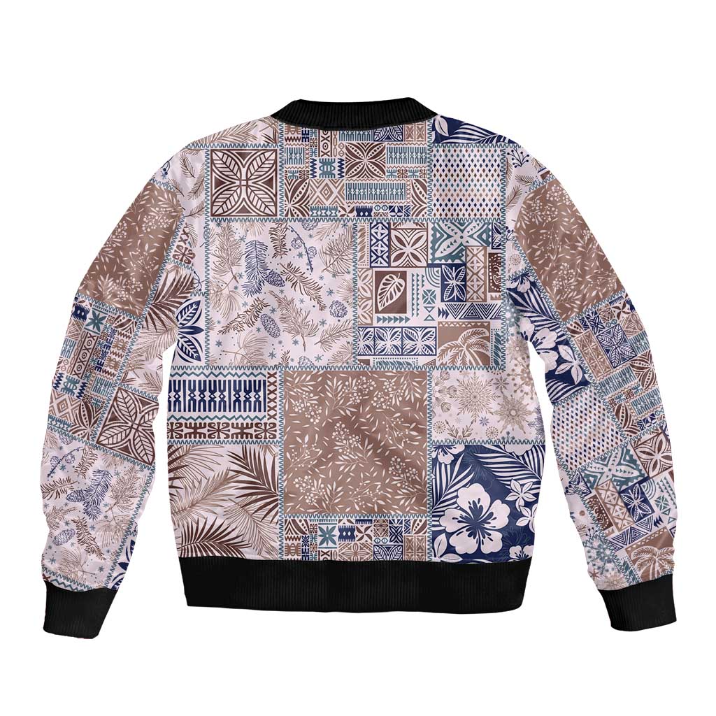 Aloha Hawaii Pastel Christmas Patchwork Bomber Jacket Rustic Style LT7 - Polynesian Pride