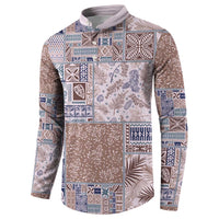 Aloha Hawaii Pastel Christmas Patchwork Button Sweatshirt Rustic Style - Polynesian Pride