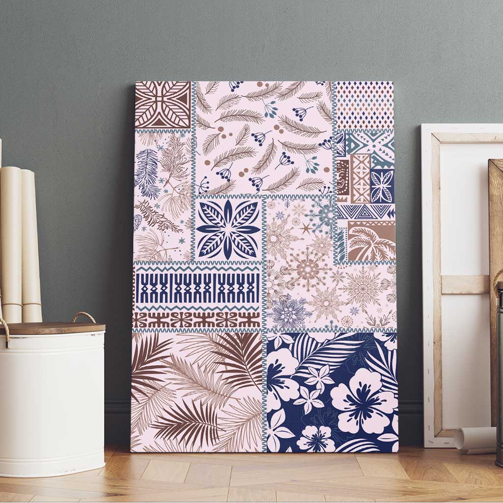 Aloha Hawaii Pastel Christmas Patchwork Canvas Wall Art Rustic Style - Polynesian Pride