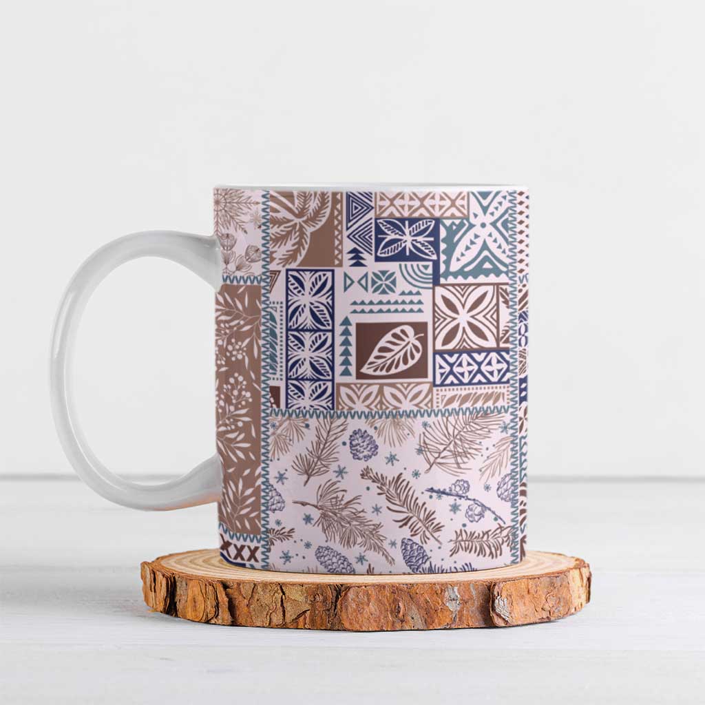 Aloha Hawaii Pastel Christmas Patchwork Ceramic Mug Rustic Style - Polynesian Pride