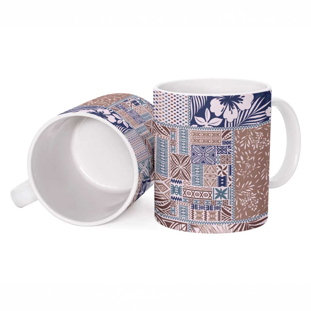 Aloha Hawaii Pastel Christmas Patchwork Ceramic Mug Rustic Style - Polynesian Pride