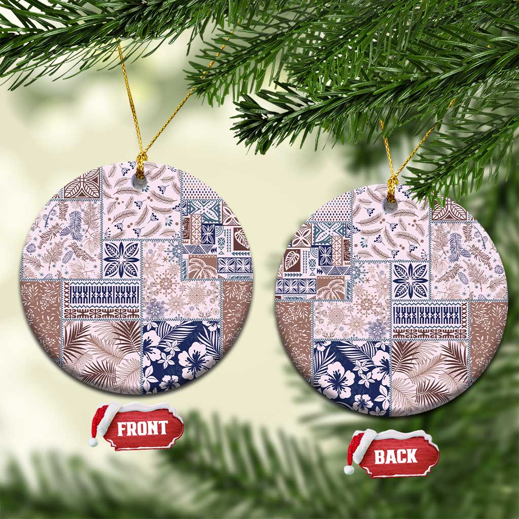 Aloha Hawaii Pastel Christmas Patchwork Ceramic Ornament Rustic Style - Polynesian Pride