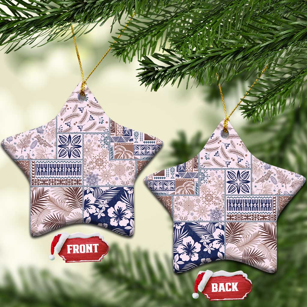 Aloha Hawaii Pastel Christmas Patchwork Ceramic Ornament Rustic Style - Polynesian Pride