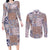 Aloha Hawaii Pastel Christmas Patchwork Couples Matching Long Sleeve Bodycon Dress and Long Sleeve Button Shirt Rustic Style - Polynesian Pride