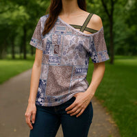 Aloha Hawaii Pastel Christmas Patchwork Cross Shoulder Shirt Rustic Style - Polynesian Pride