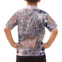 Aloha Hawaii Pastel Christmas Patchwork Family Matching Off The Shoulder Long Sleeve Dress and Hawaiian Shirt Rustic Style - Polynesian Pride