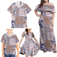 Aloha Hawaii Pastel Christmas Patchwork Family Matching Off Shoulder Maxi Dress and Hawaiian Shirt Rustic Style - Polynesian Pride